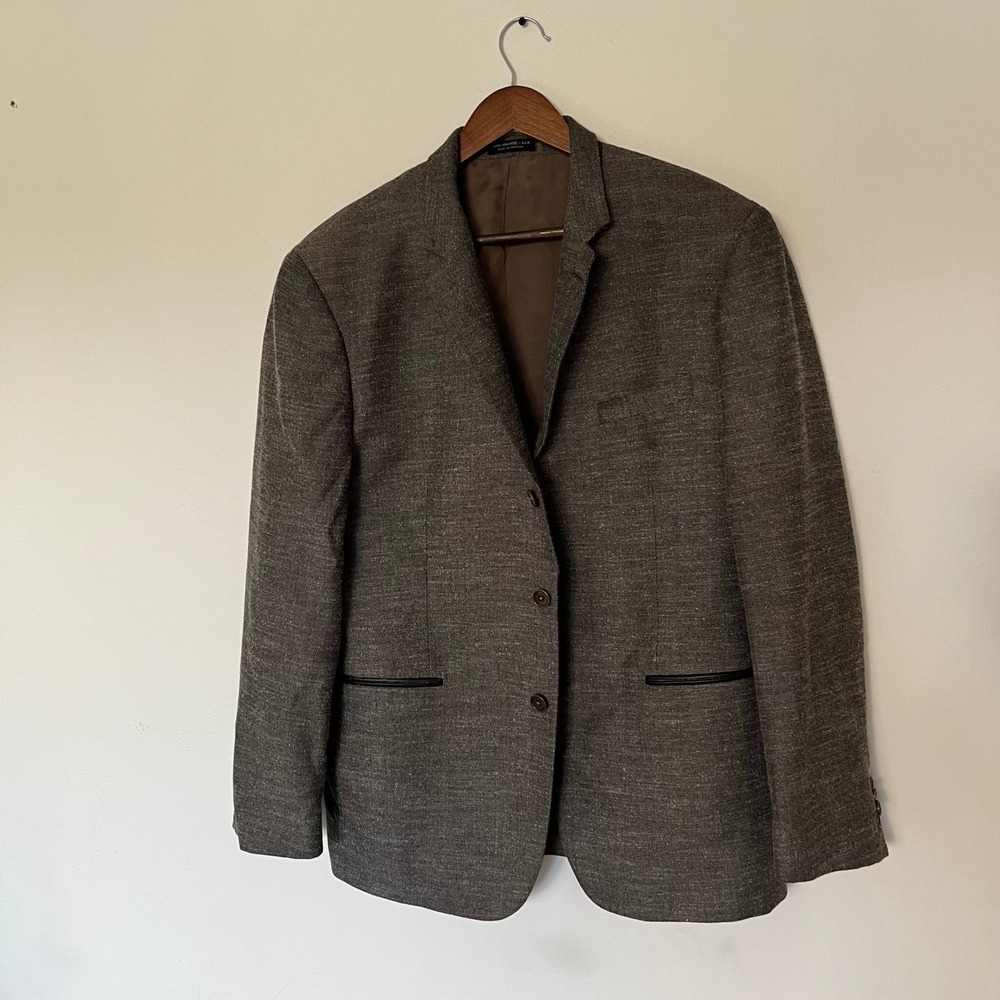 John Varvatos USA Gray Herringbone Silk Blend Blazer Sport Coat 44R Portugal